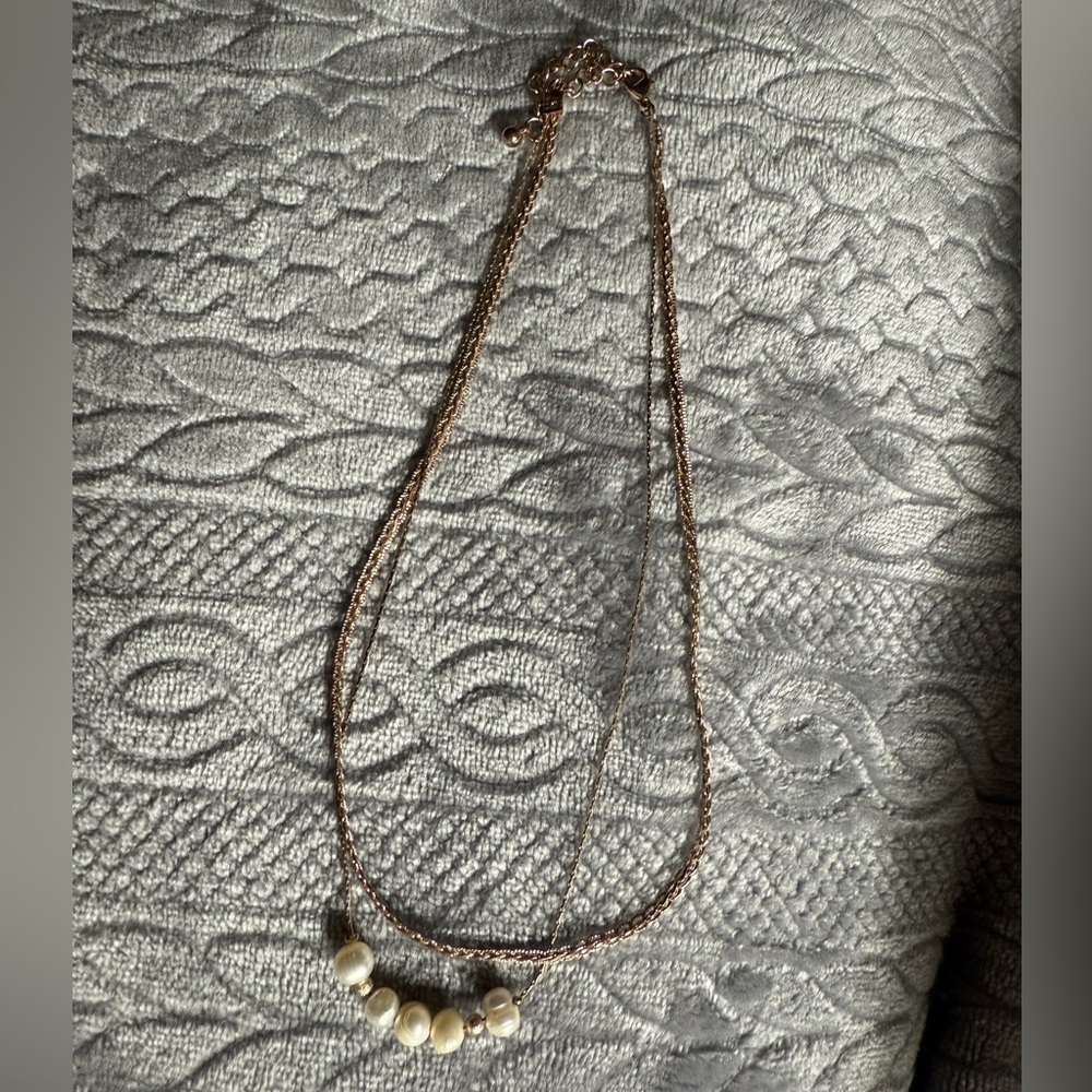 Rose Gold Pearl style necklace - double layer